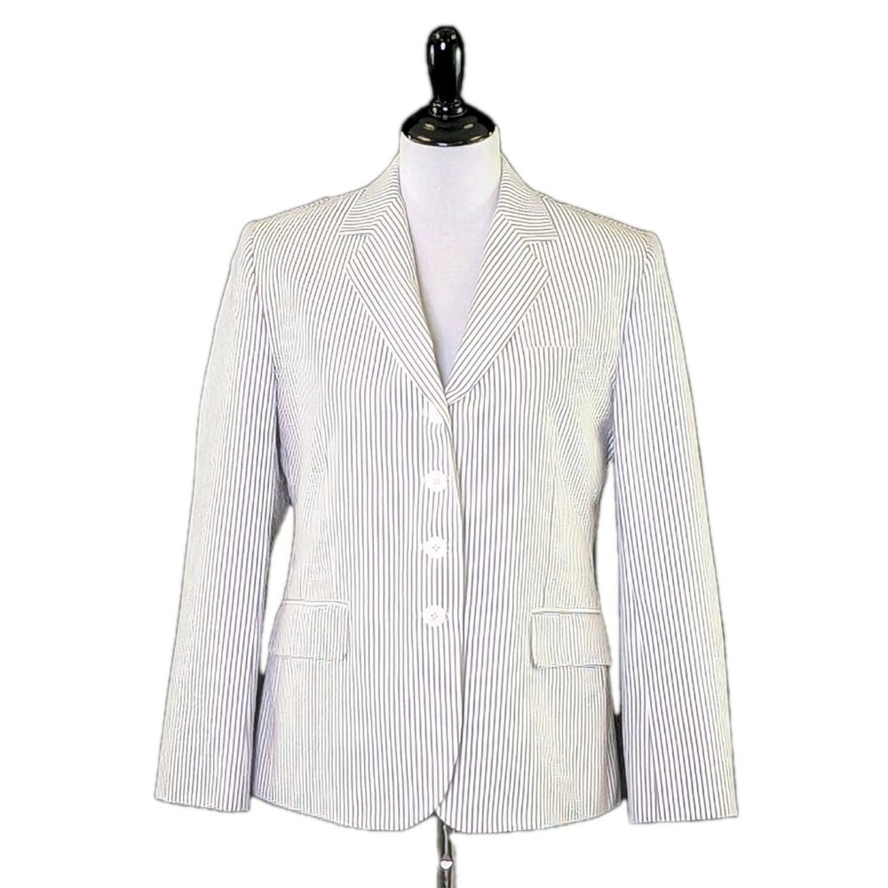 Seersucker Jacket in Gray & White